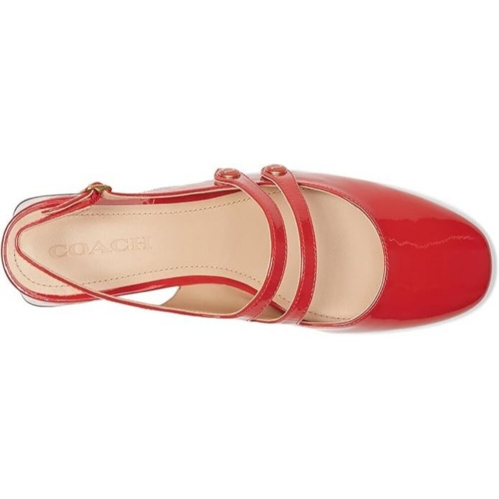 Coach Winley Mary Jane Slingback Pumps Women's Size 7.5 Sport Red Patent Leather - Picture 2 of 7